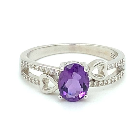 Amethyst 1.01ct Platinum Finish Solid Silver Ring